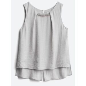 41 Hawthorne Silver Embellished Collar Sleeveless Blouse